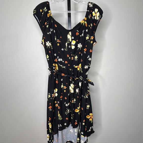 No Boundaries Junior Dress- size 11-13 juniors-high low soft fabric floral - Picture 1 of 5